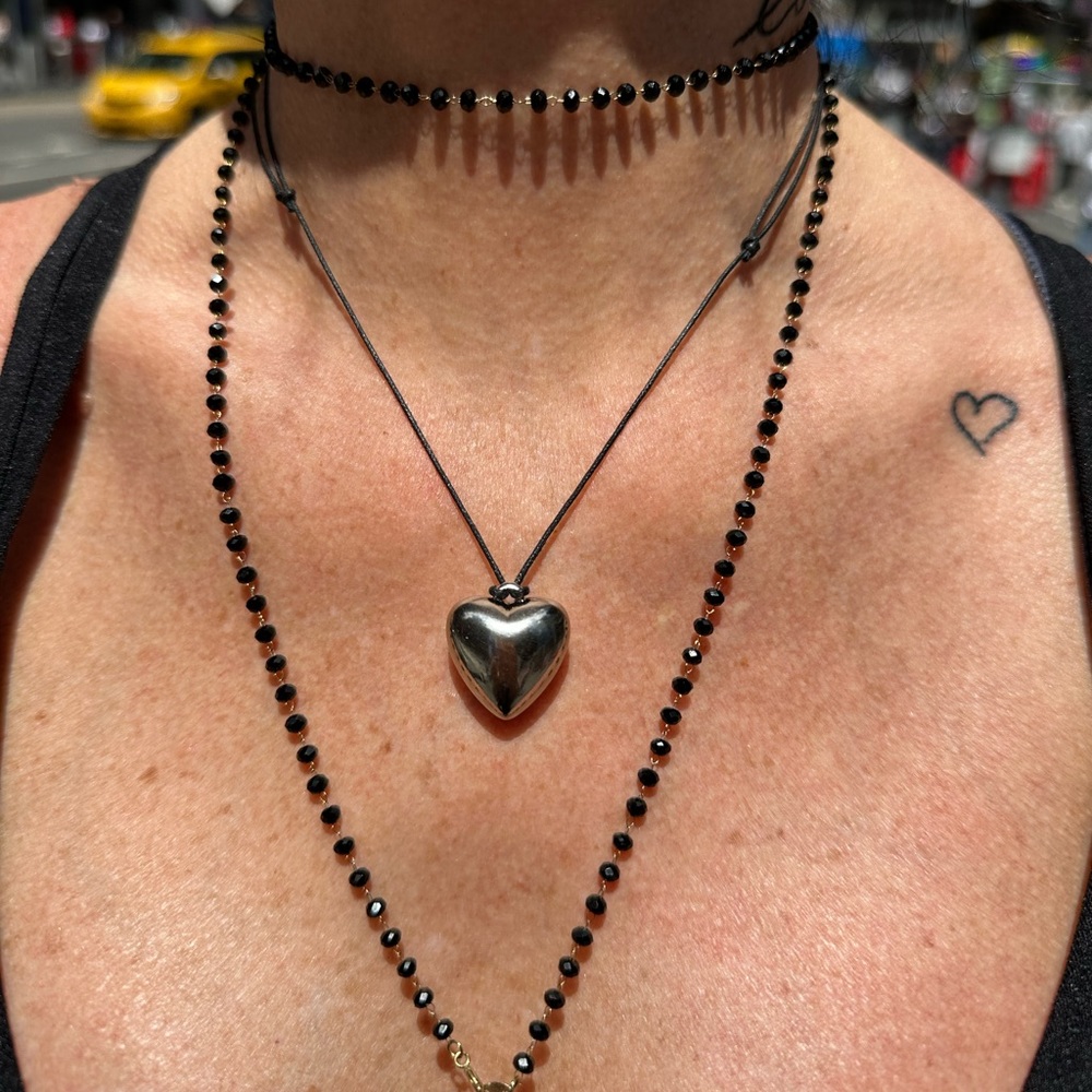 Silver Puffed Heart Necklace